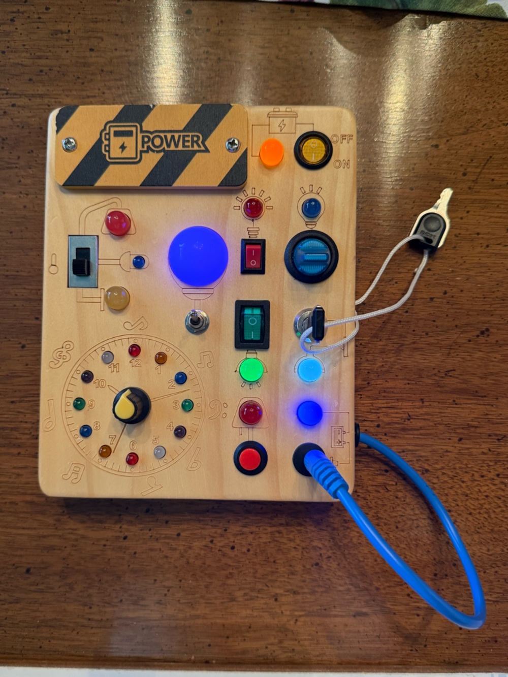 Wooden Kids Activity Sensory Board with Multicolor Lights